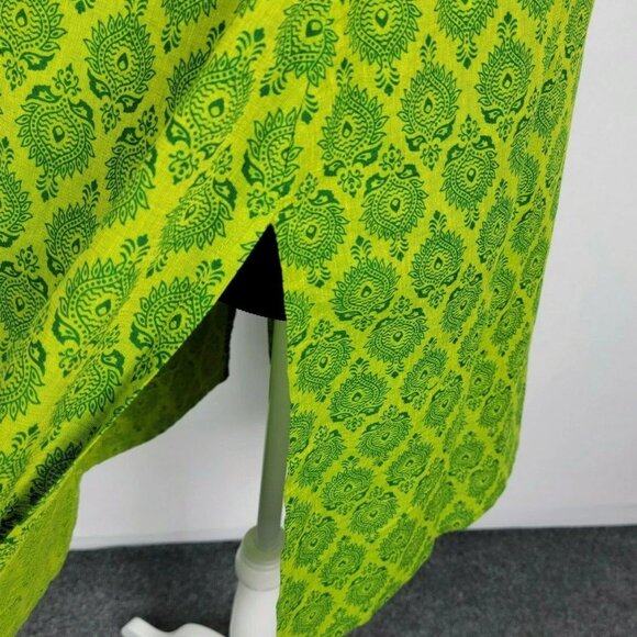 Green Boho Embroidered Tunic Dress Women XL Short Sleeve Split Neck - Picture 7 of 8